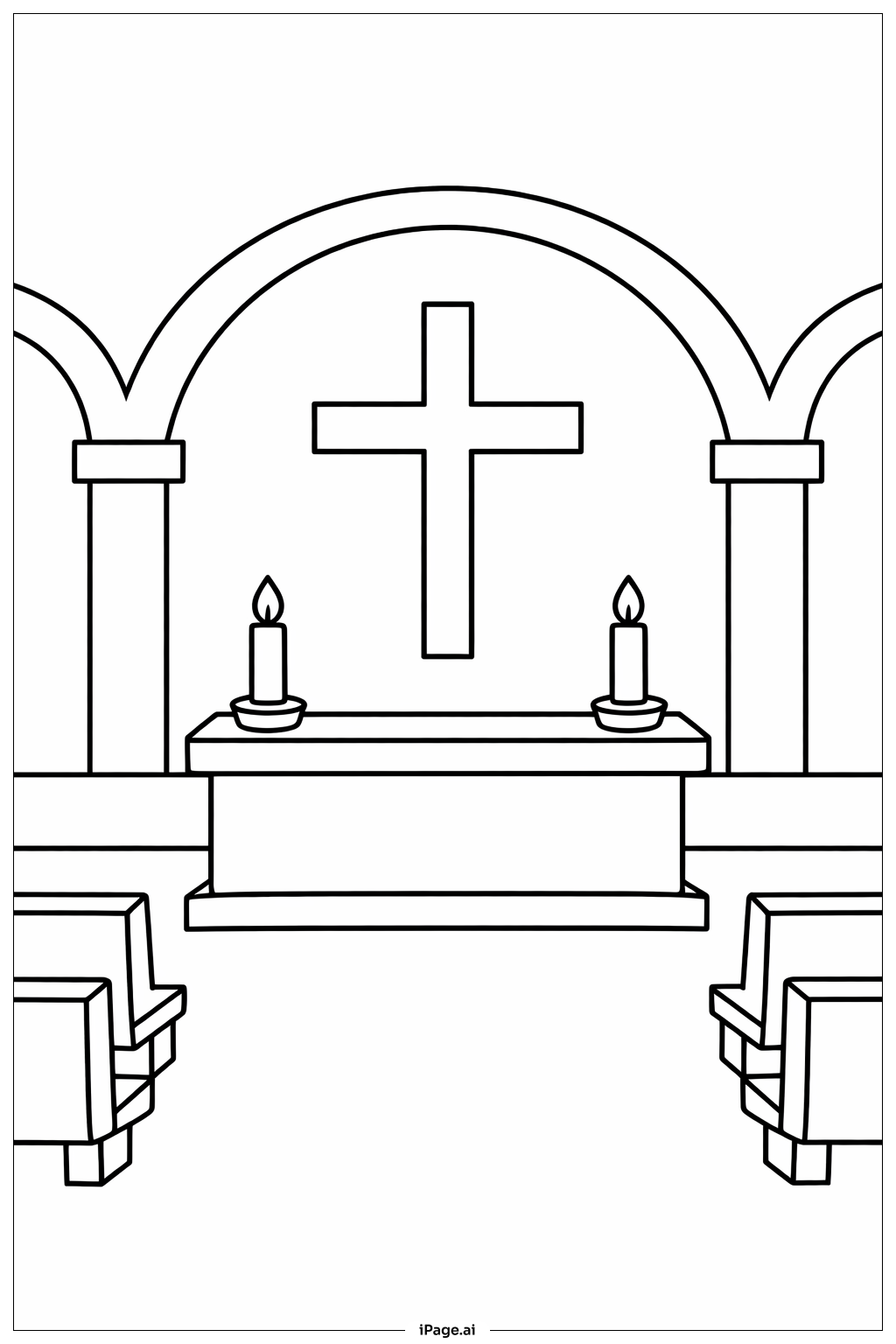  Trang tô màu Nội Thất Nhà Thờ Thứ Năm Thánh Đơn Giản 