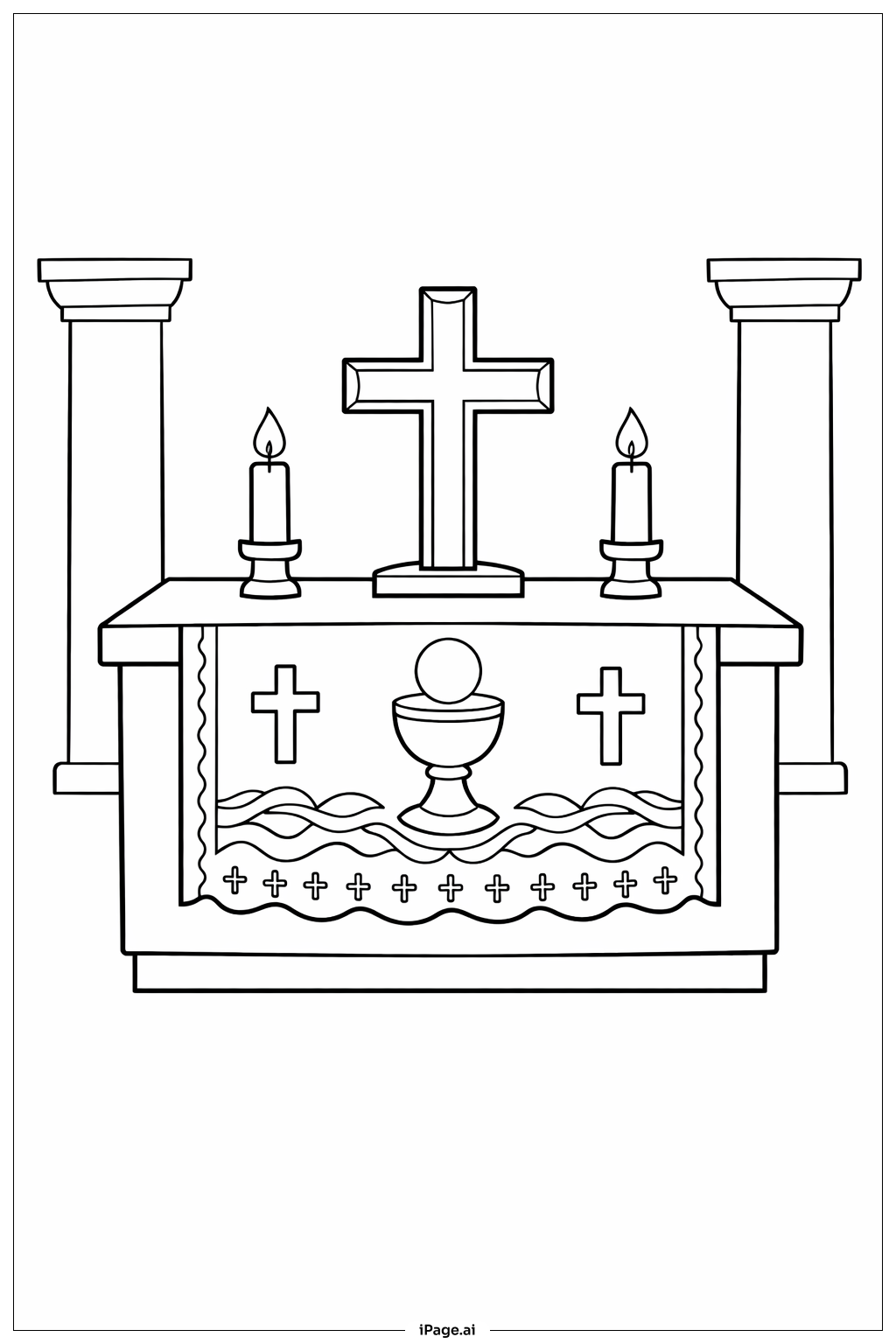 Trang tô màu Bàn thờ Thánh Thứ Năm Tuần Thánh có Thập giá trang trí 