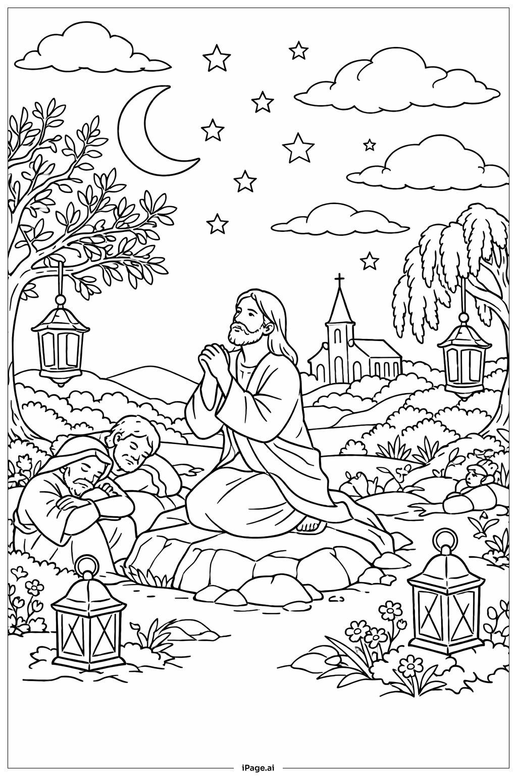  Trang tô màu Đêm Cầu Nguyện Vườn Thứ Năm Thánh 