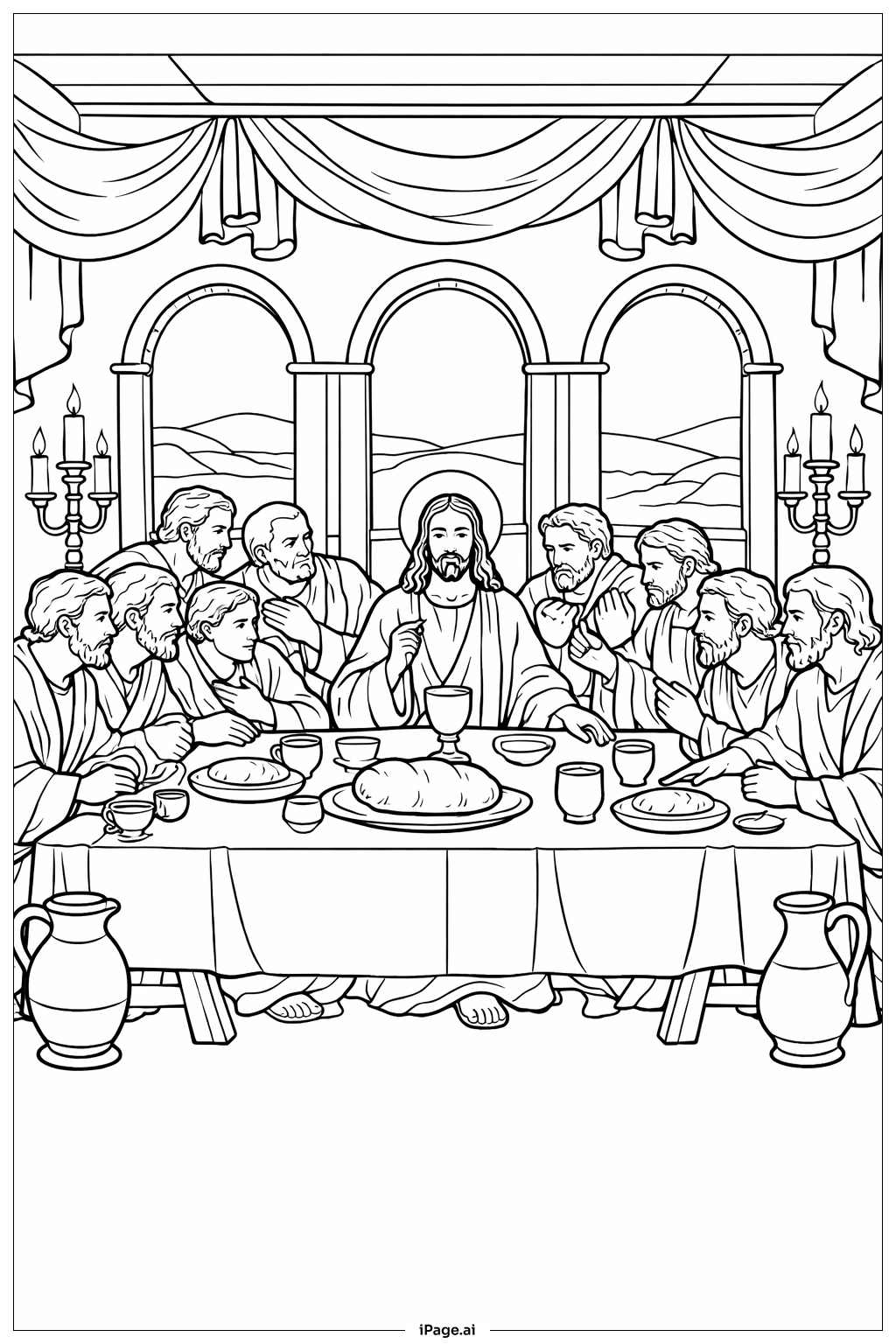 Trang tô màu Bữa Tiệc Ly Thứ Năm Thánh Toàn Cảnh 