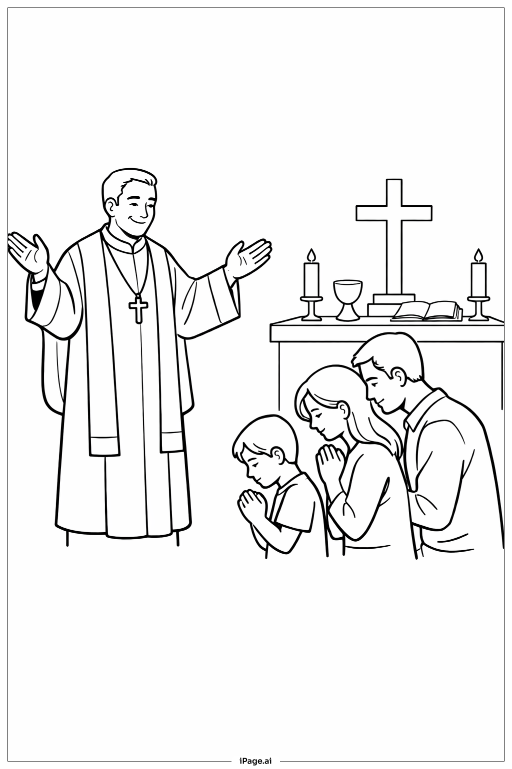  Trang tô màu Lễ Thứ Năm Thánh Linh Mục Ban Phước Cho Gia Đình 