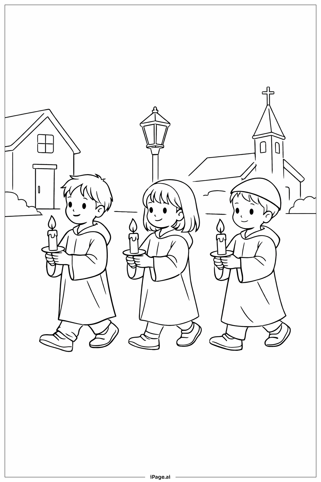  Trang tô màu Cuộc Rước Thứ Năm Thánh Với Nến 