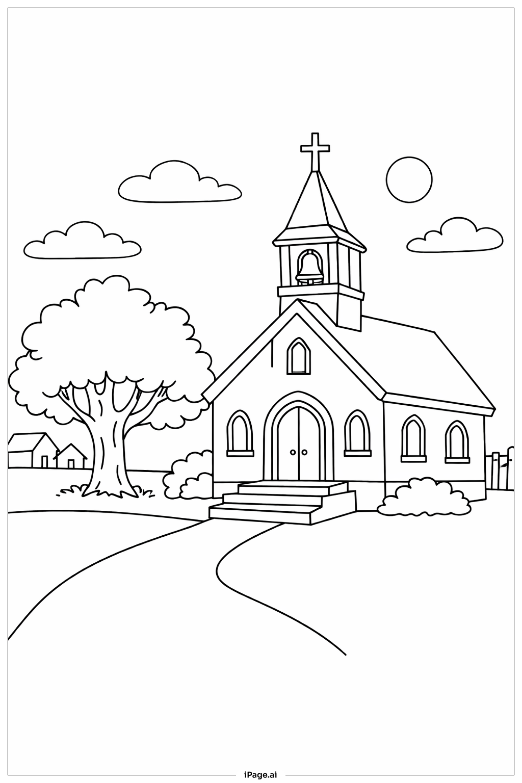  Trang tô màu Nhà Thờ Làng Thứ Năm Thánh Bên Ngoài 