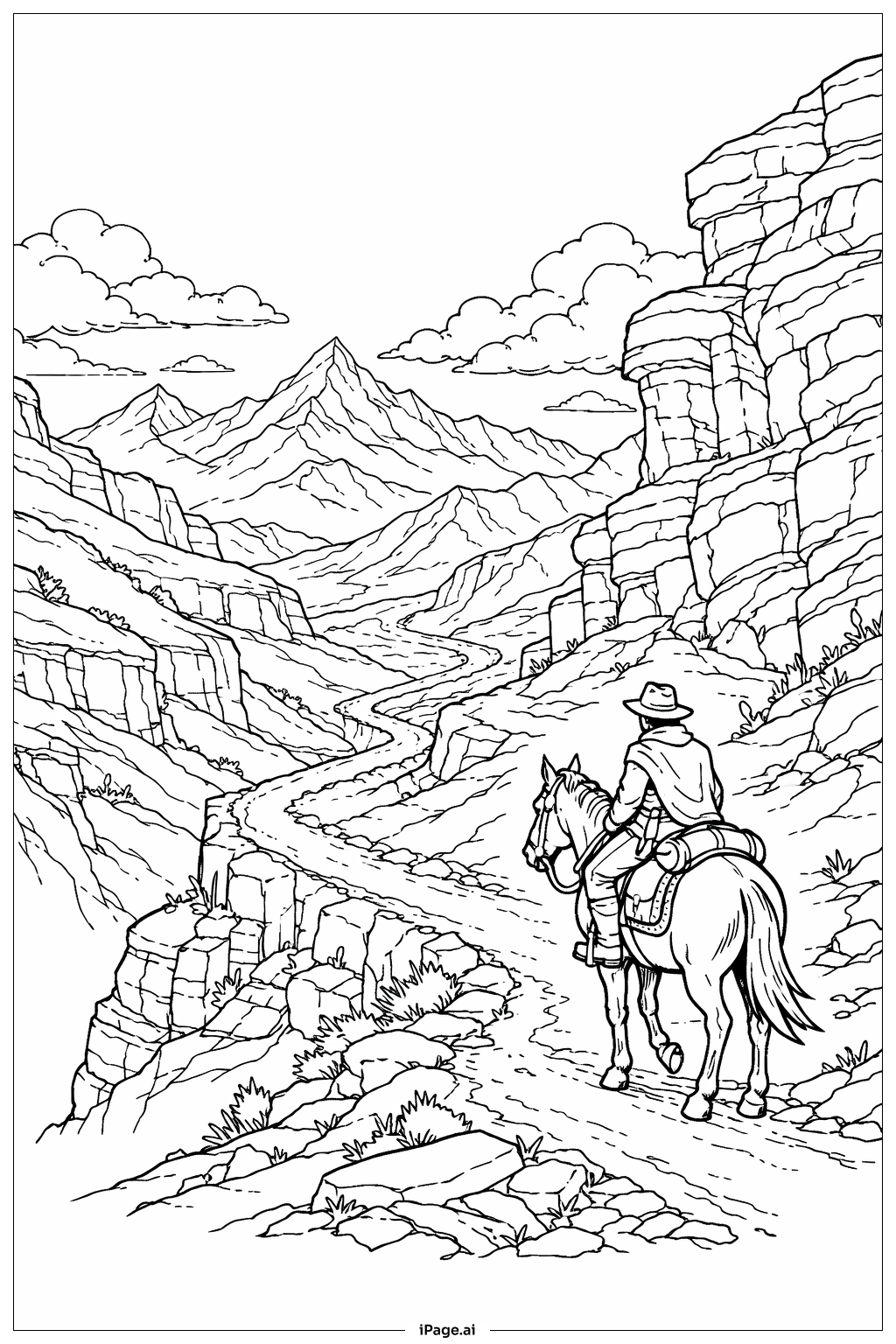  马与骑手的旅程填色页 