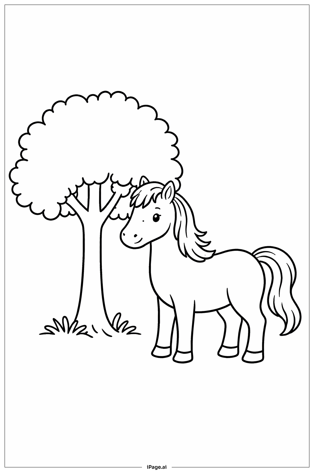Horse And Tree Coloring Page