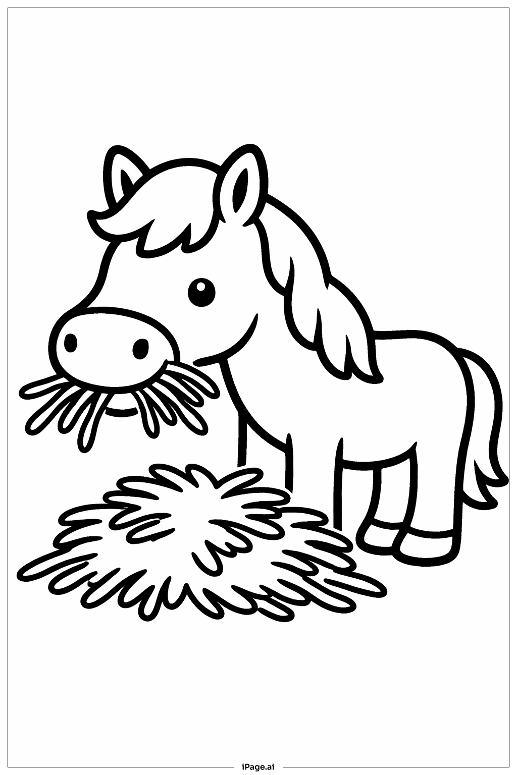 Horse Eating Hay Coloring Page