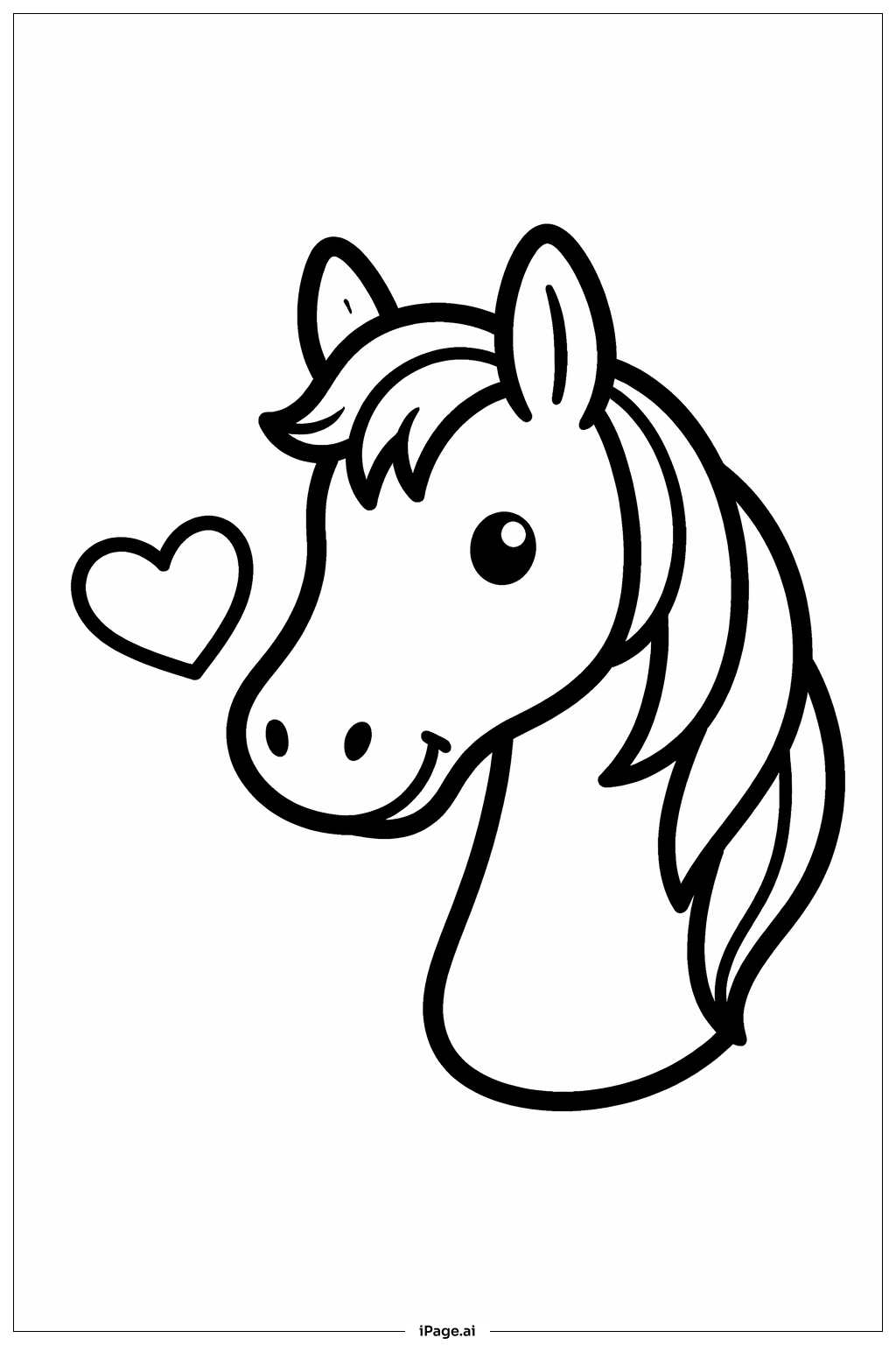 Horse Head With Heart Coloring Page
