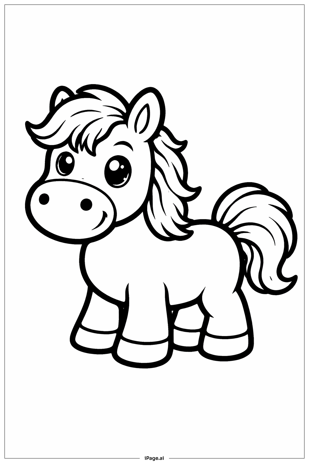 Horse In Cartoon Style Coloring Page