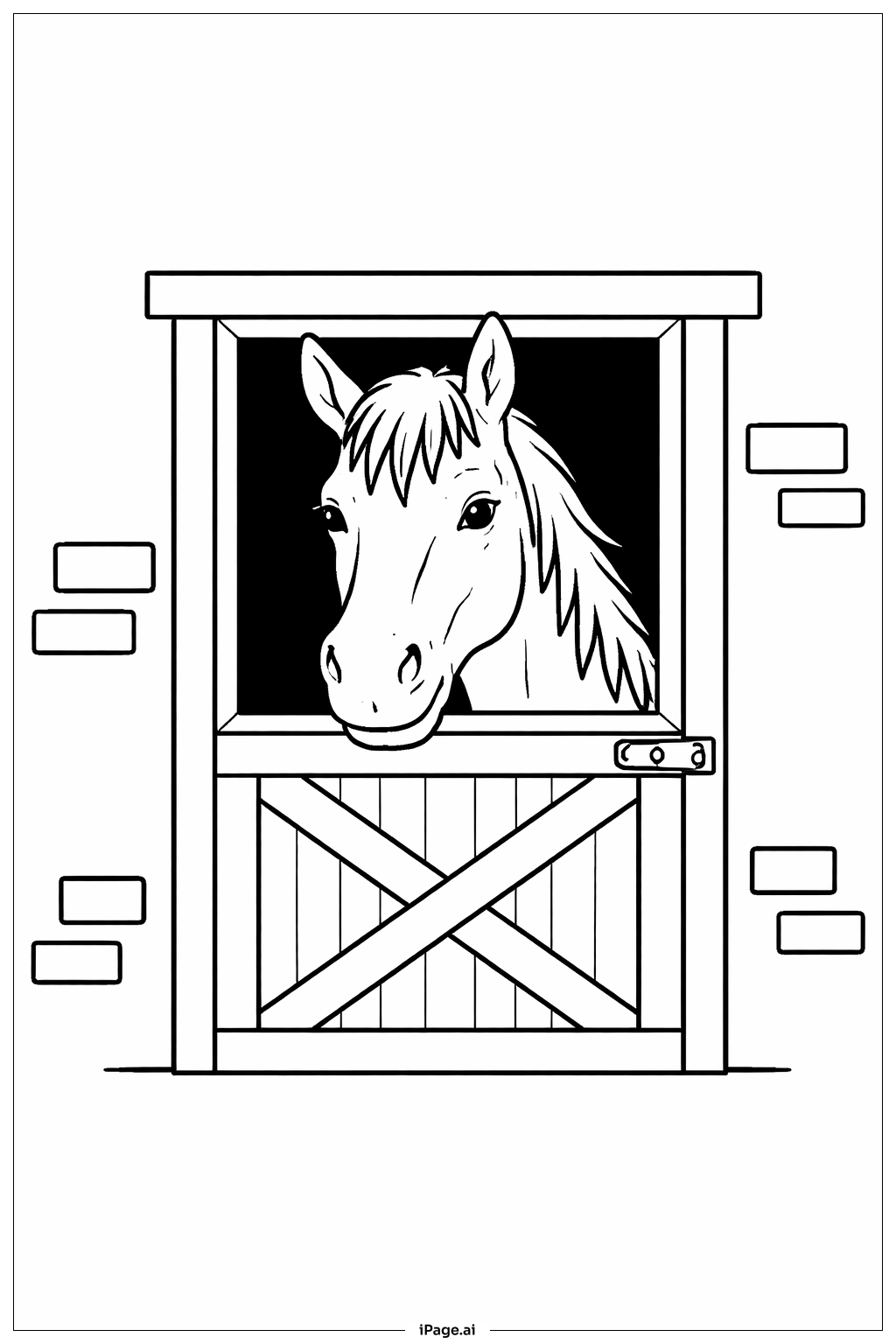 Horse In Stable Door Coloring Page