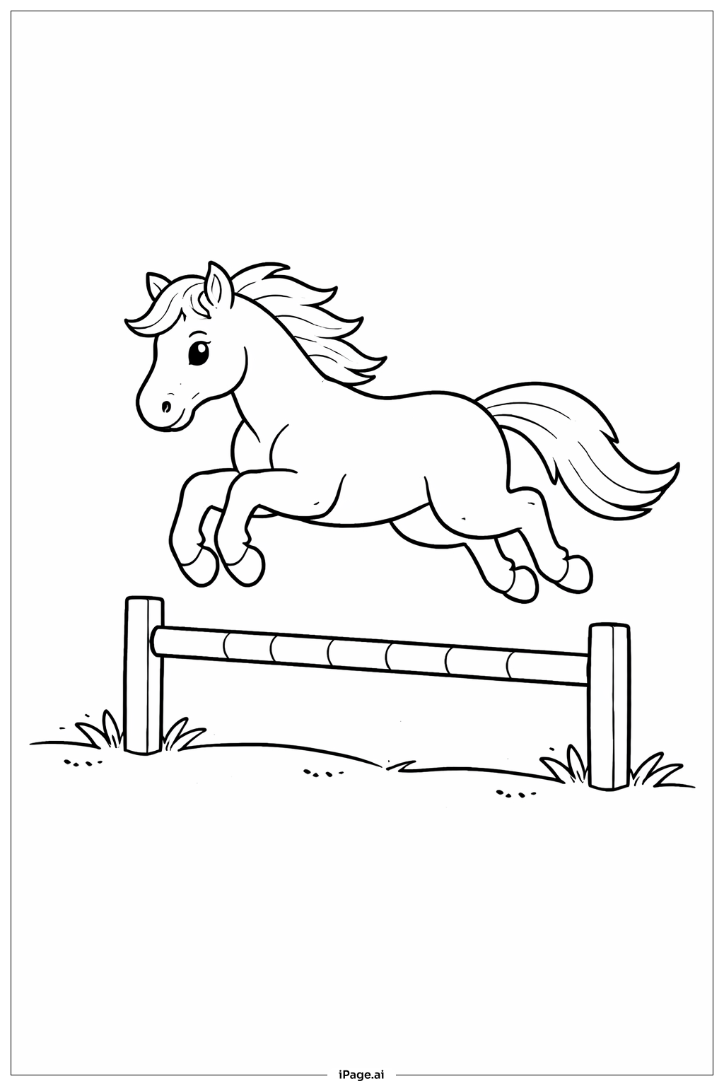 Horse Jumping Fence Coloring Page
