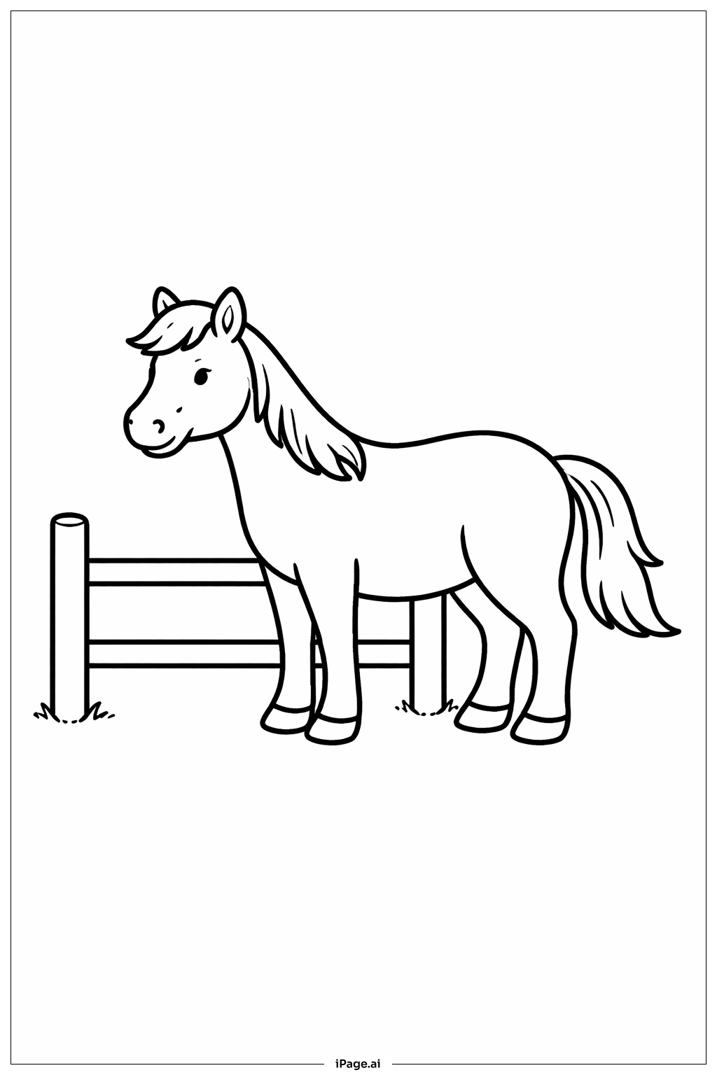 Horse Near Fence Coloring Page