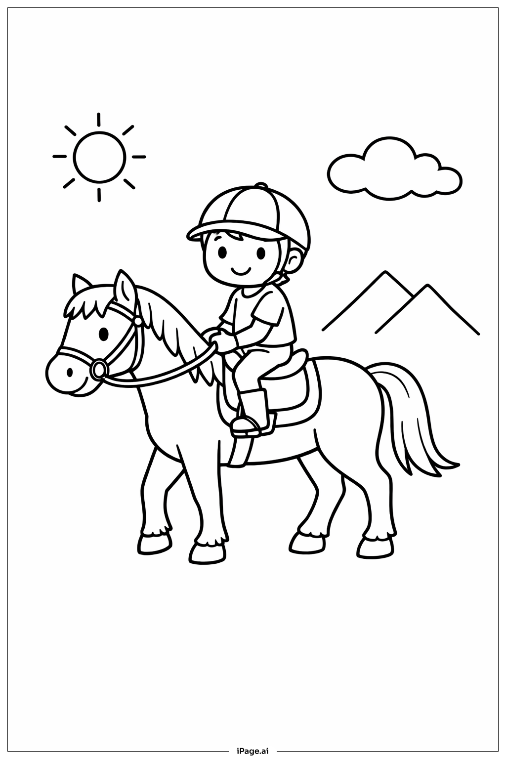Horse Riding Rider Coloring Page