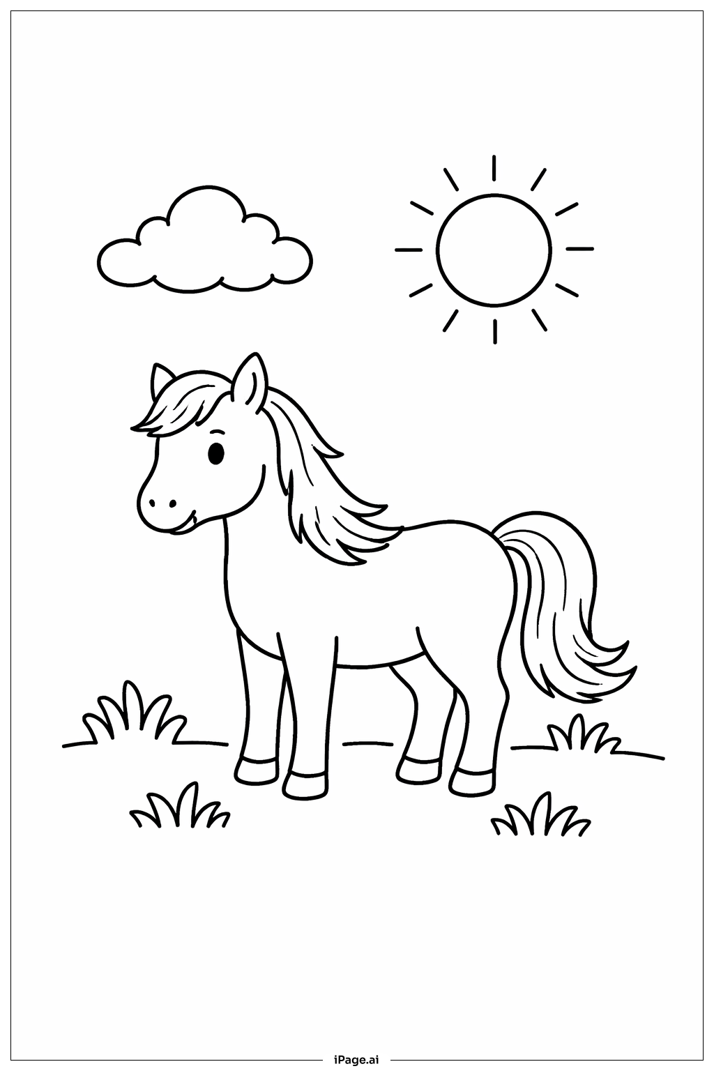 Horse Under Sun Coloring Page