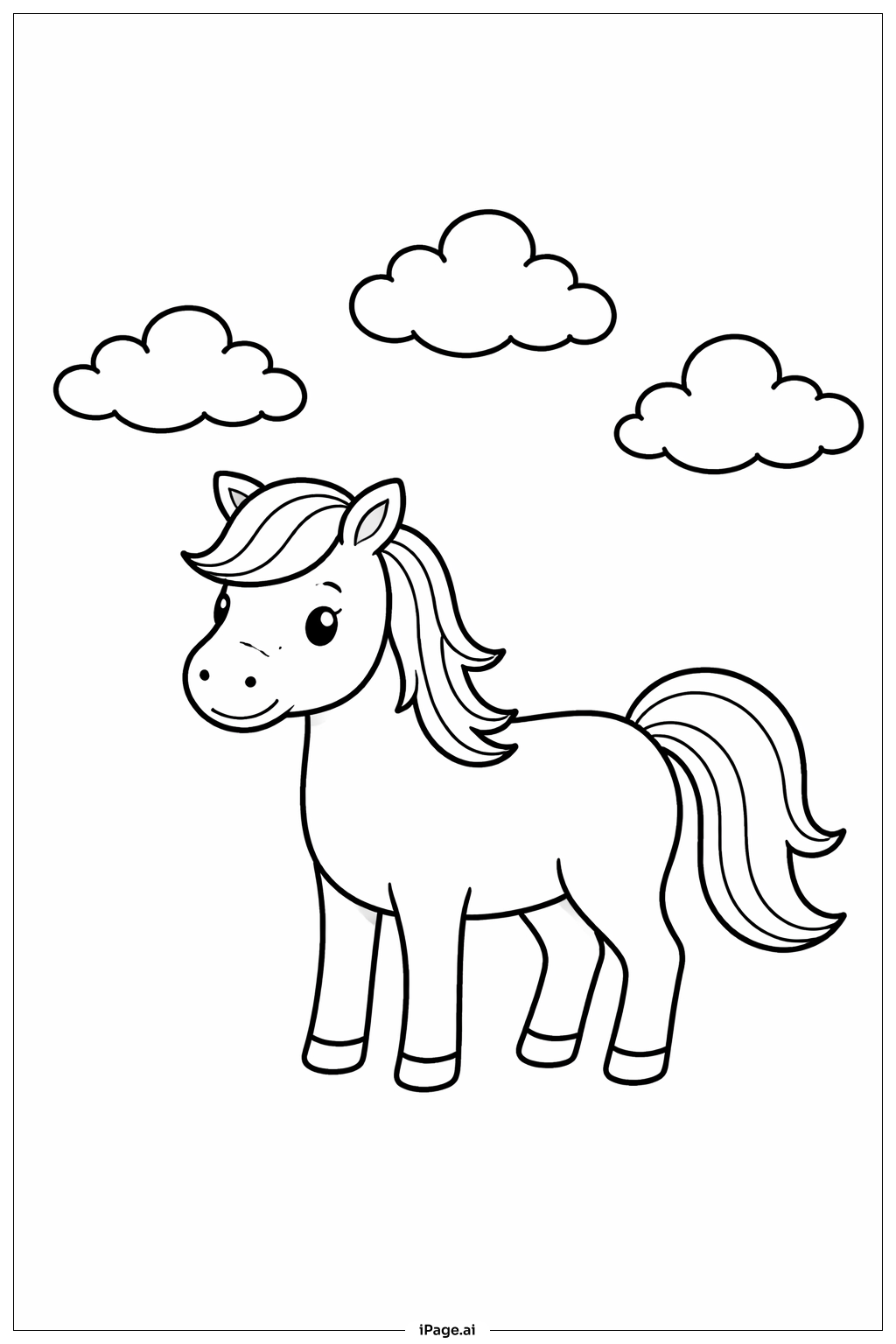 Horse With Clouds Coloring Page