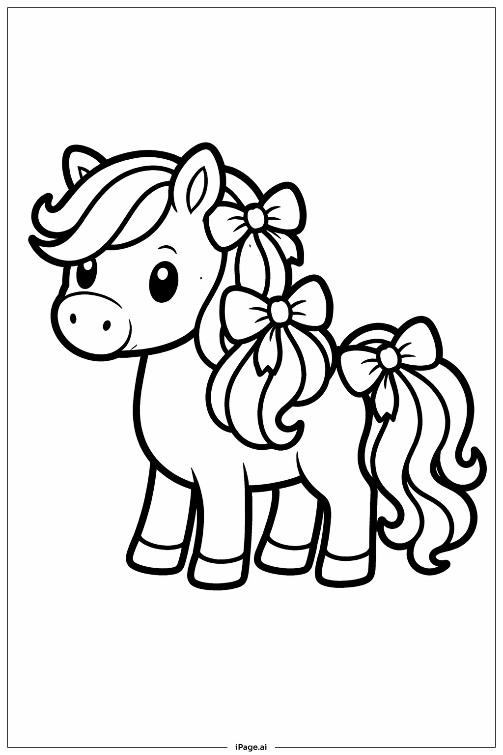 Horse With Ribbon Mane Coloring Page