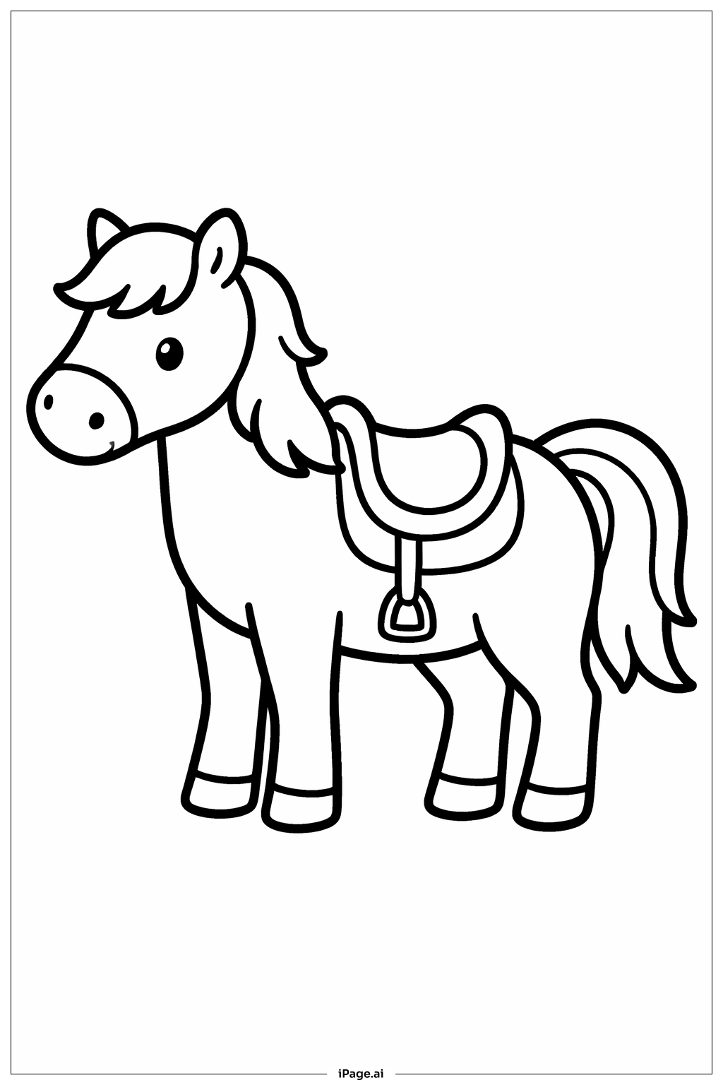 Horse With Simple Saddle Coloring Page