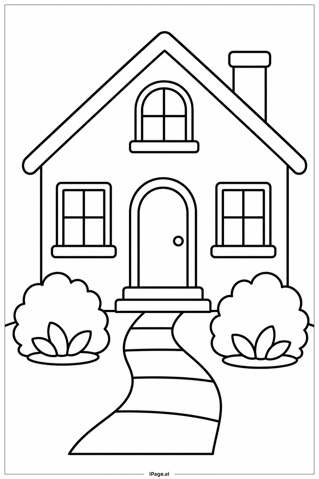 House With Garden Coloring Page