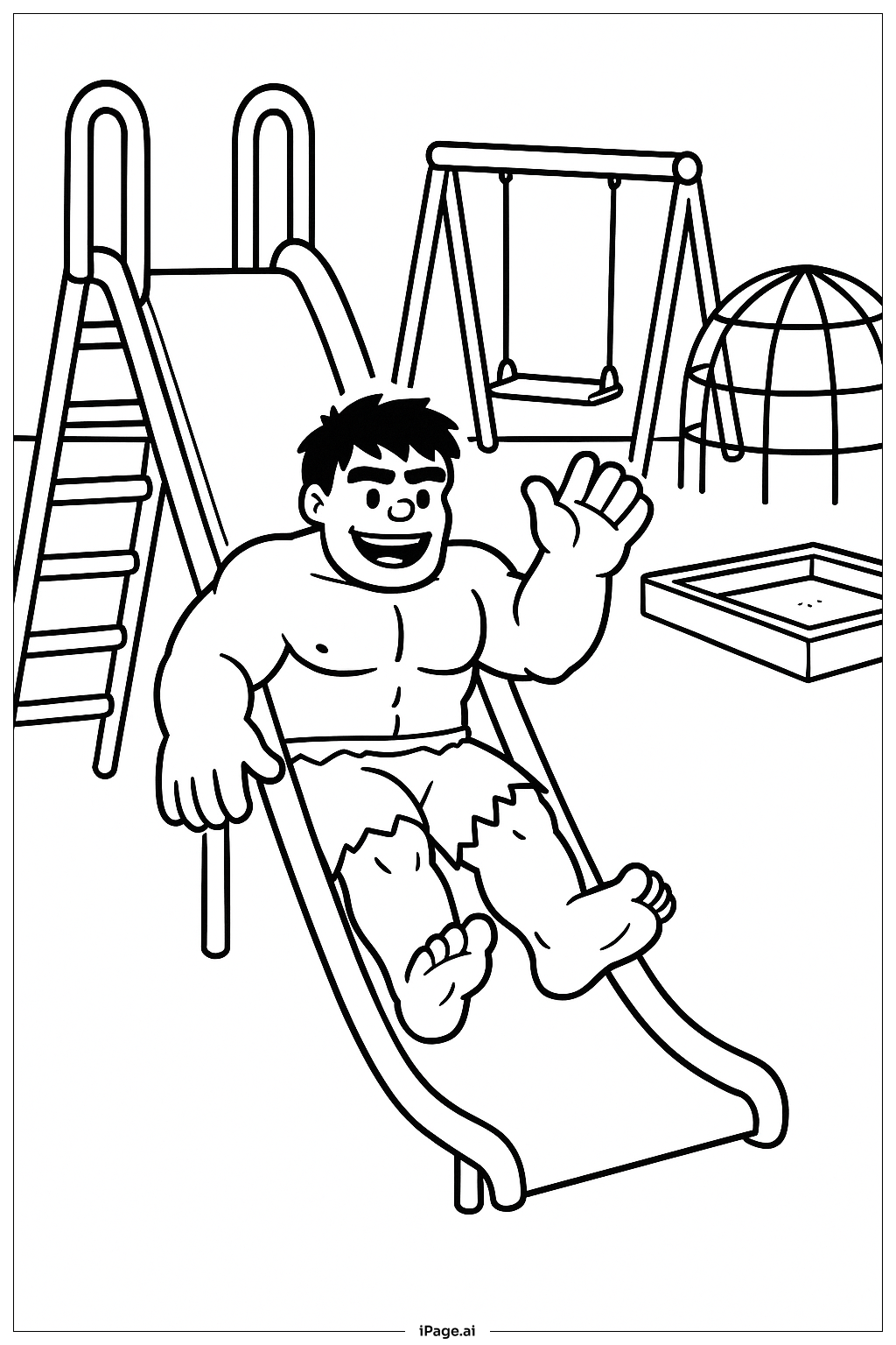  Hulk auf dem Spielplatz Ausmalseite 