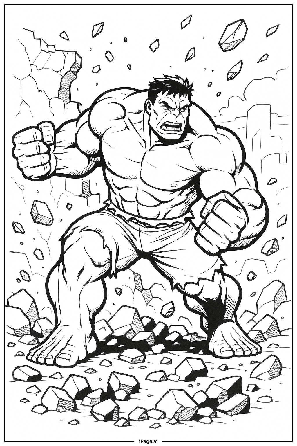  Hulk Kampfpose Ausmalseite 