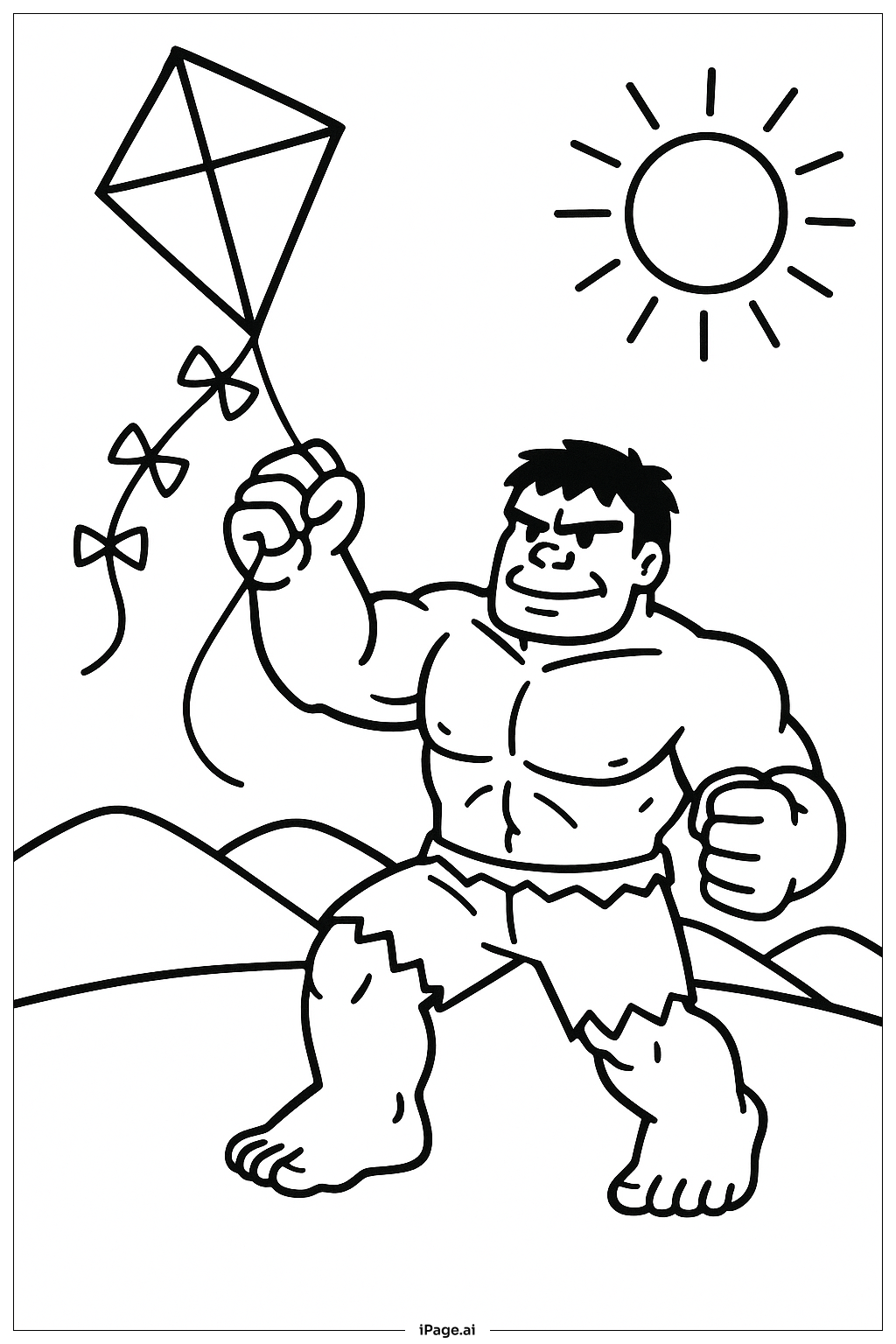  Hulk, der Drachen steigen lässt Ausmalseite 