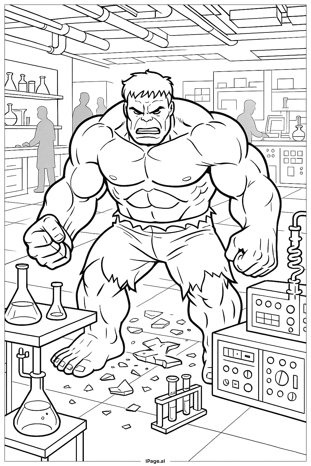  Hulk Labor-Szene Ausmalseite 