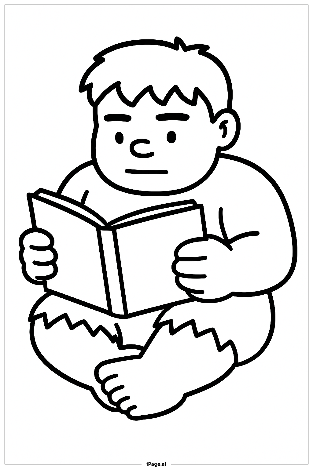  Página para colorir de Livro de Leitura do Hulk 