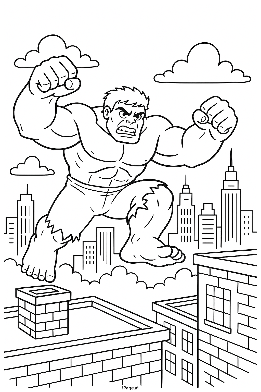  浩克屋顶跳跃填色页 