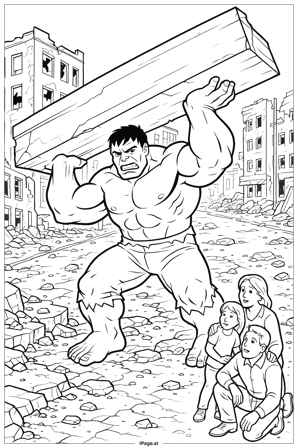  Hulk rettet Menschen Ausmalseite 