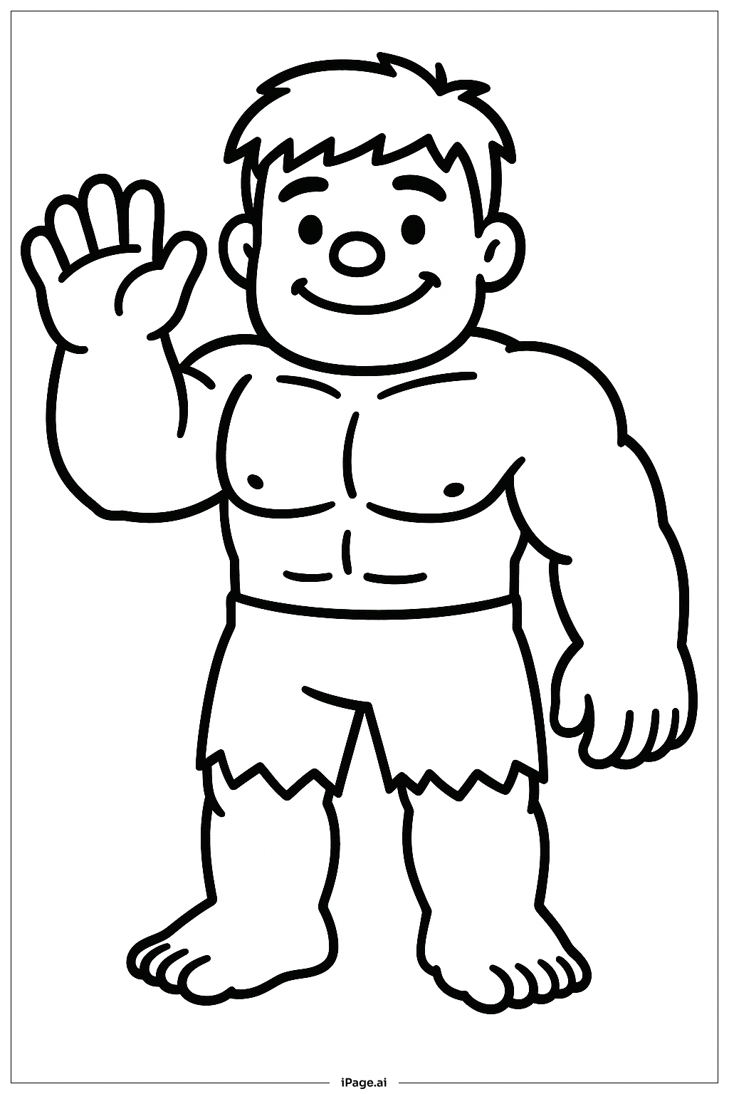  Página para colorir de Hulk Acenando 