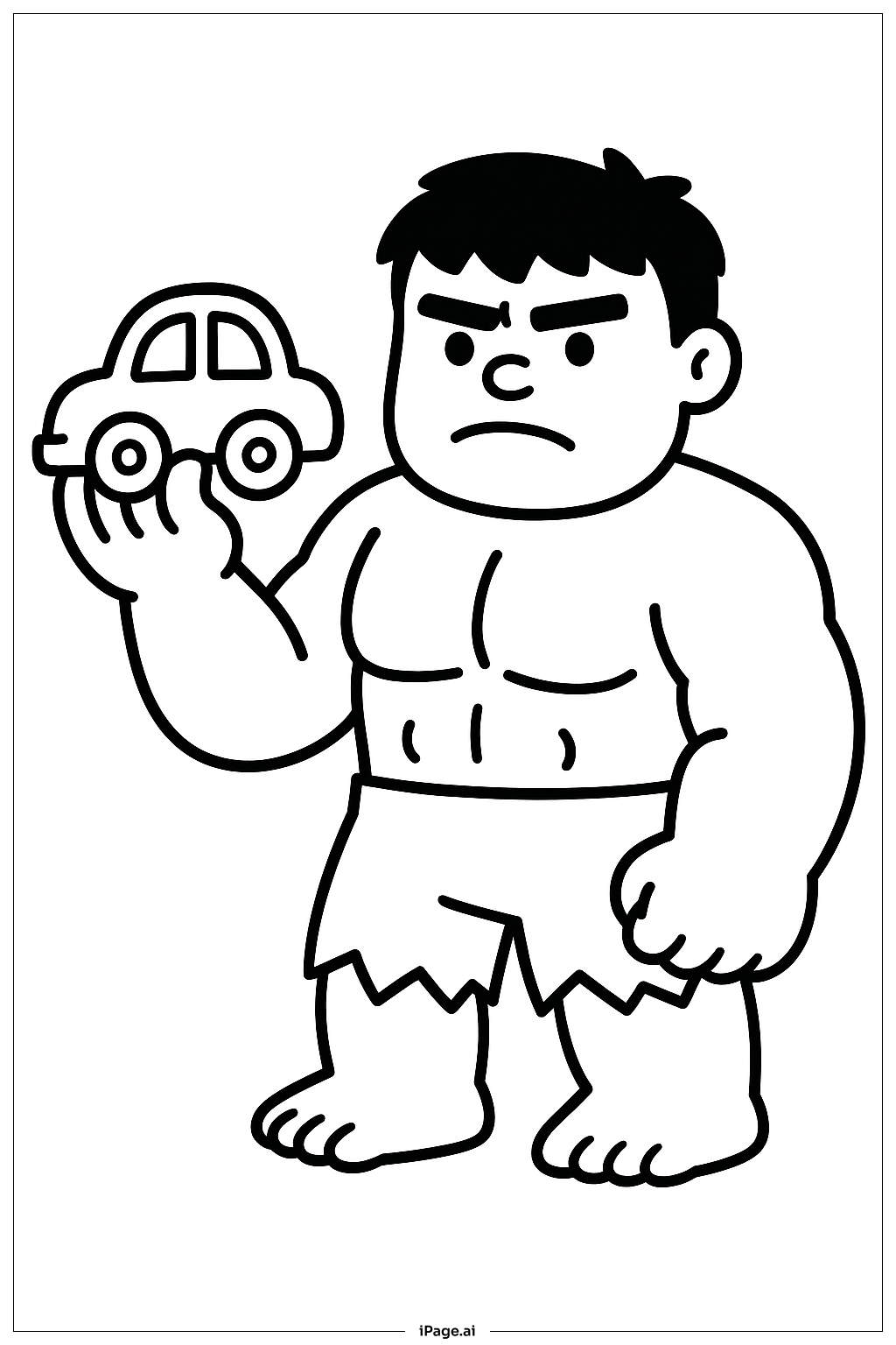  Página para colorir de Hulk com Carrinho de Brinquedo 