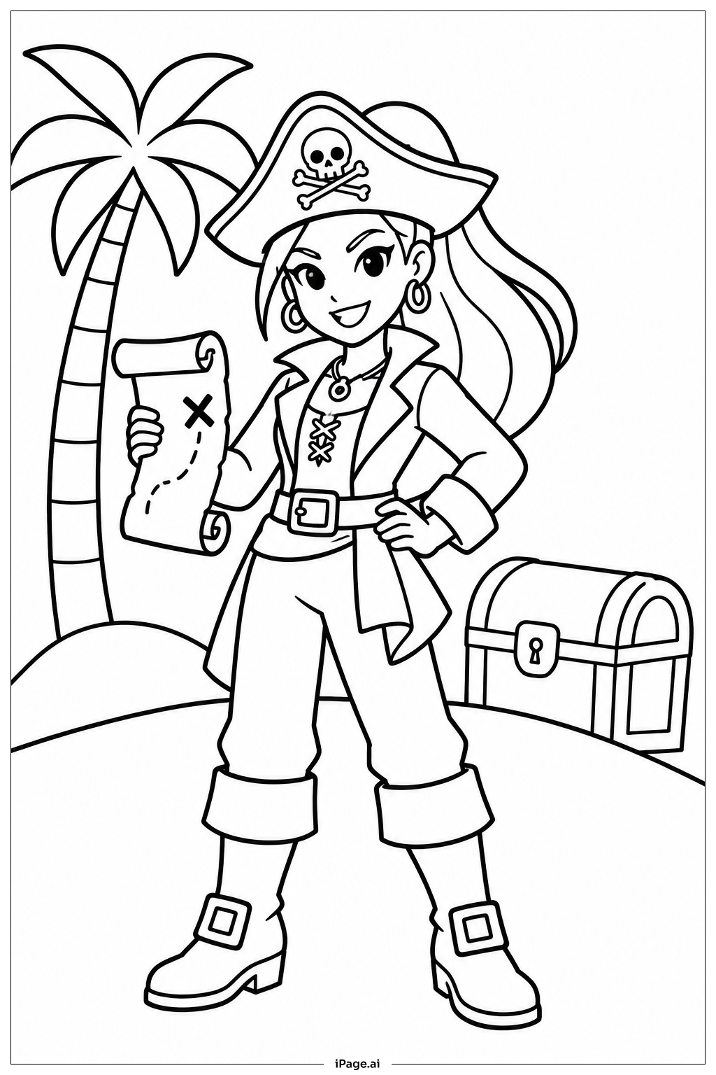  Huntrix ビーチトレジャーハントの塗り絵ページ 