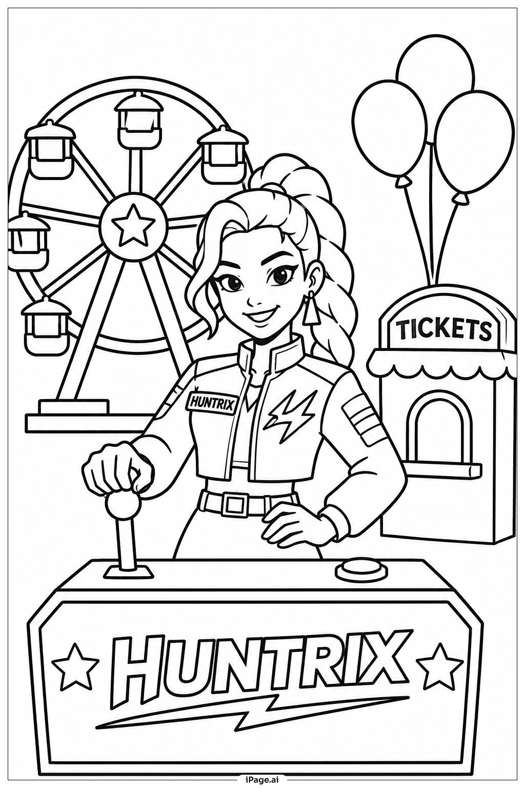  Página para colorir de Huntrix Carnival Ride 