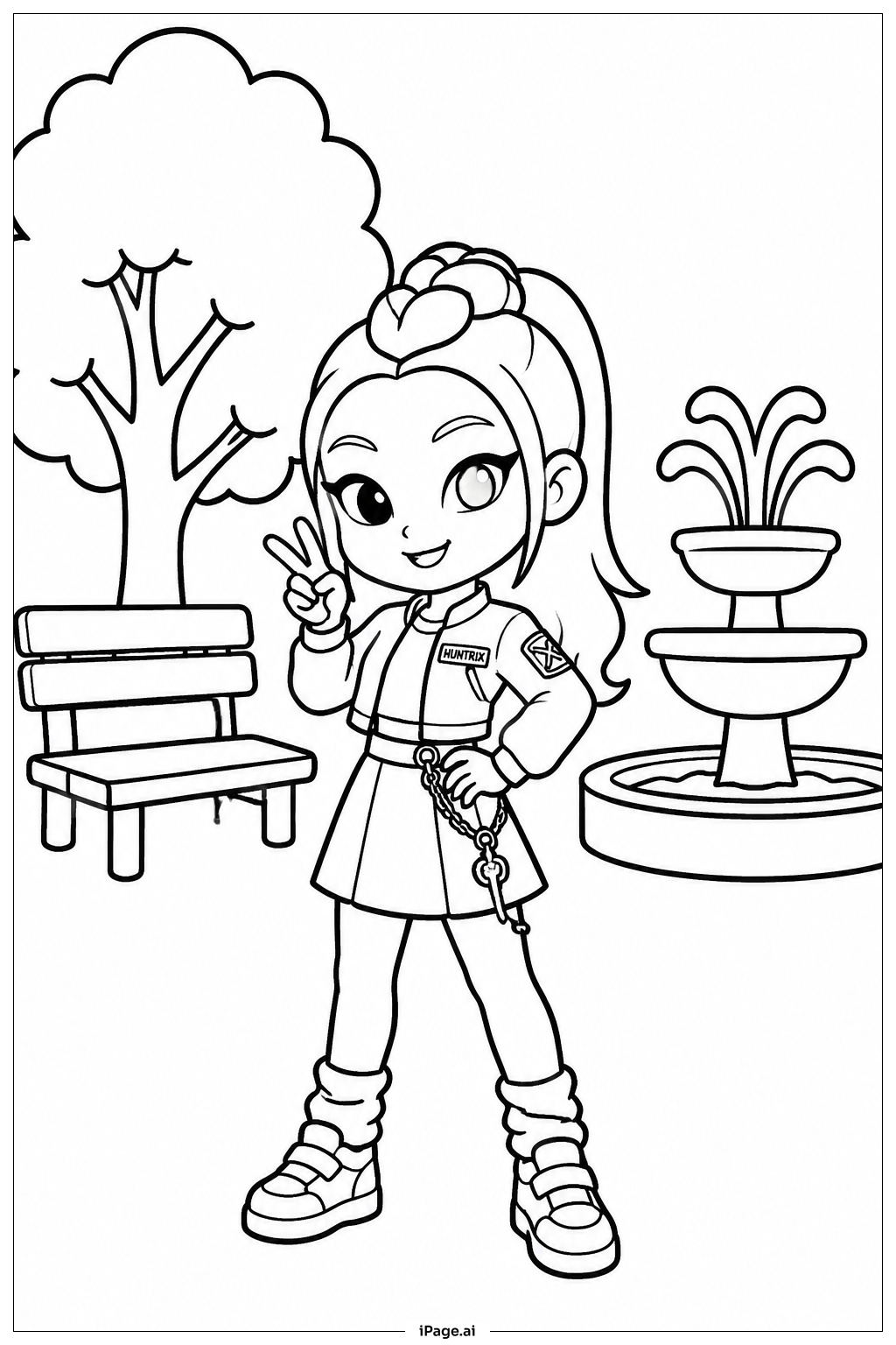  Huntrix City Park Playの塗り絵ページ 