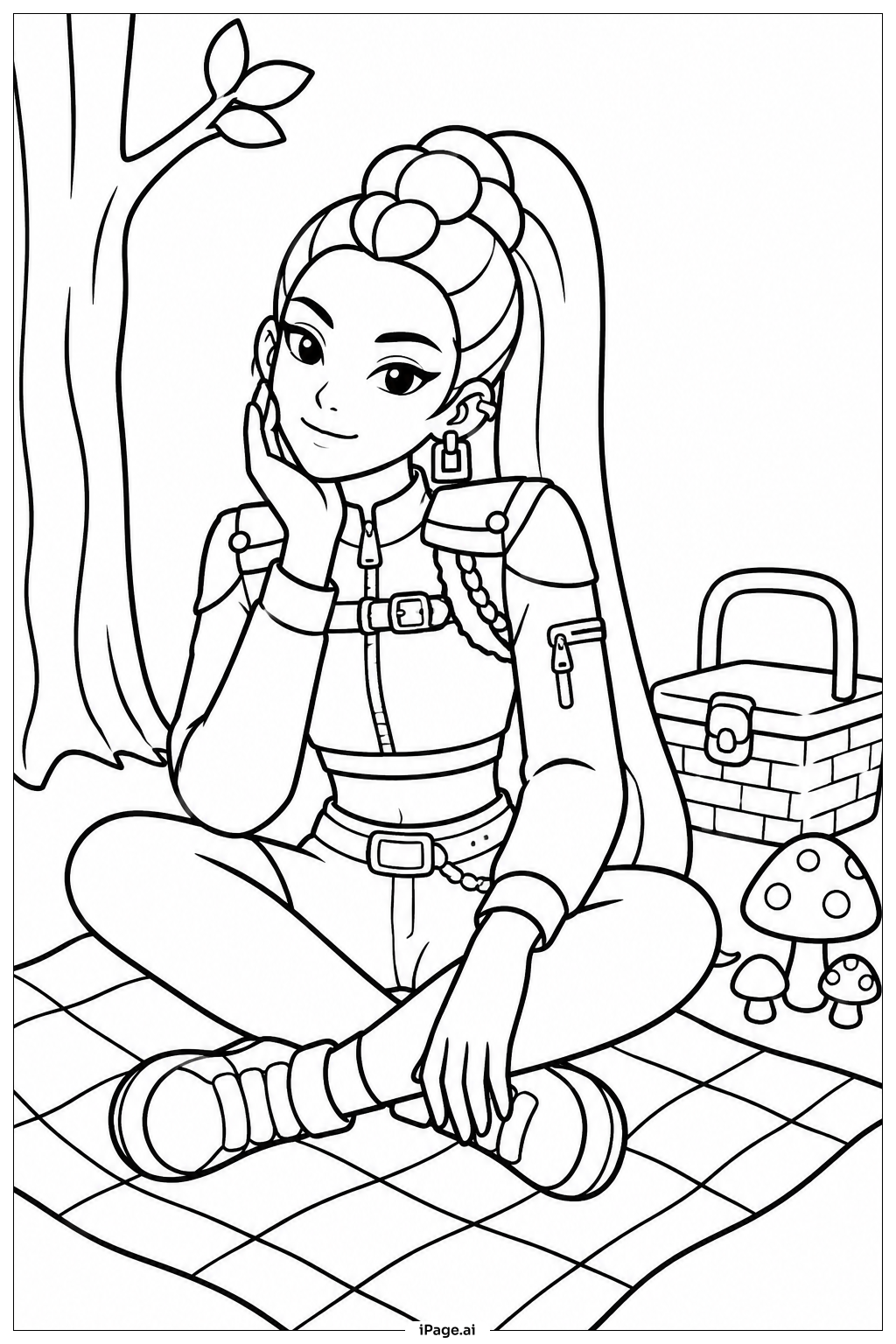 Huntrix Forest Picnic Coloring Page