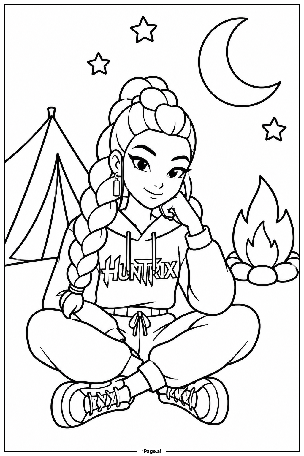  Huntrix Moon Campoutの塗り絵ページ 