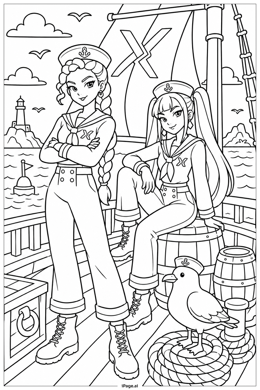 Huntrix Ocean Voyage Coloring Page