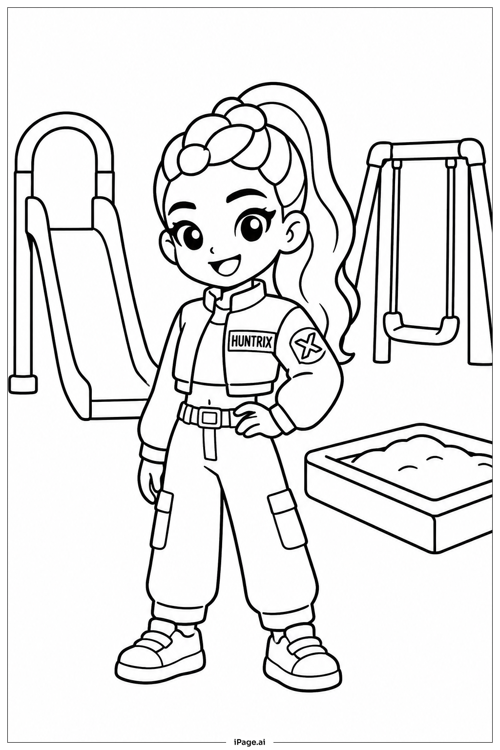  Page de coloriage Huntrix Playground Scene 