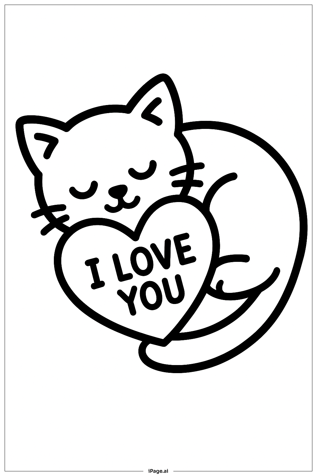 I Love You Cat Nap Coloring Page (Free PDF&PNG Printable)