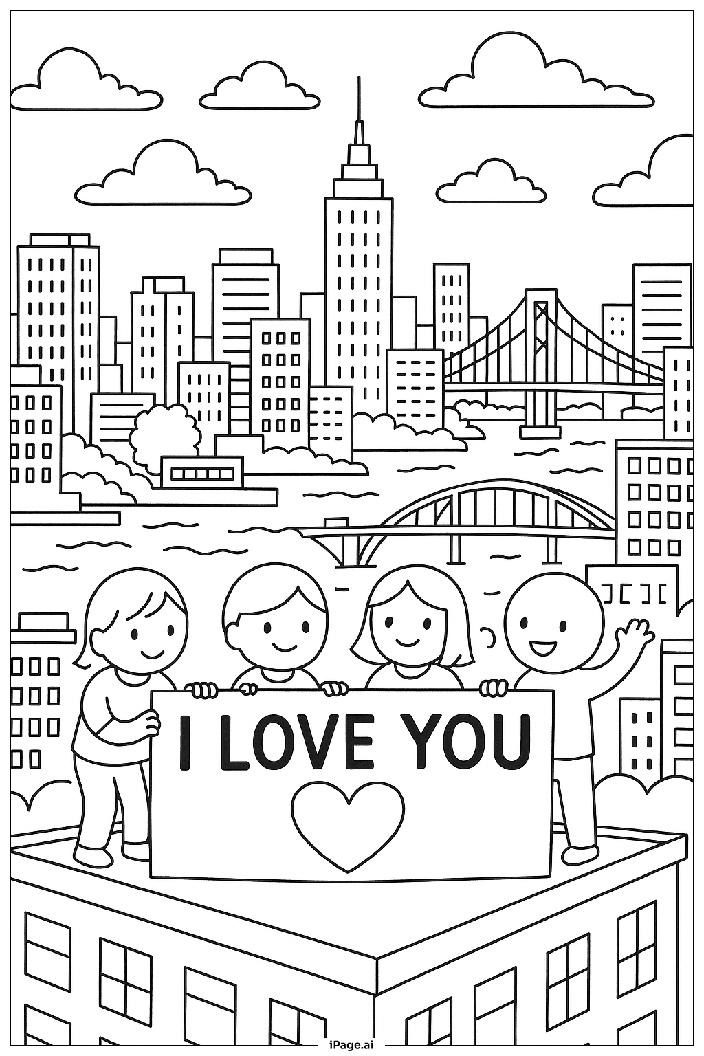 Trang tô màu Tôi Yêu Thành Phố Cảnh Thành Phố 