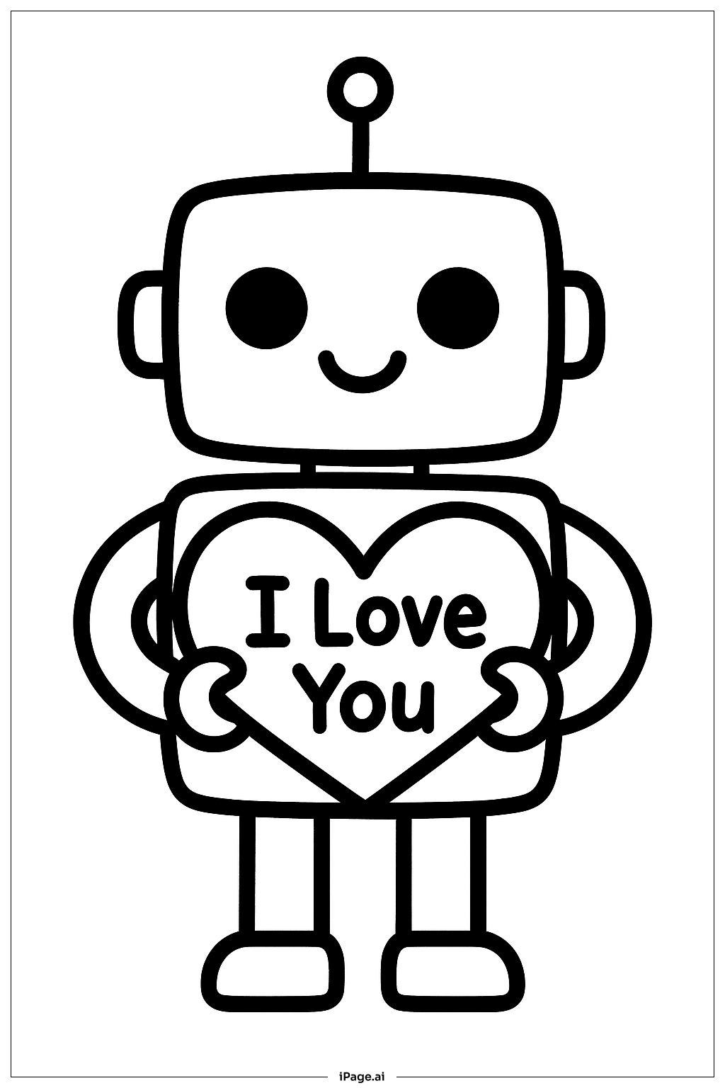  我爱你友好机器人填色页 