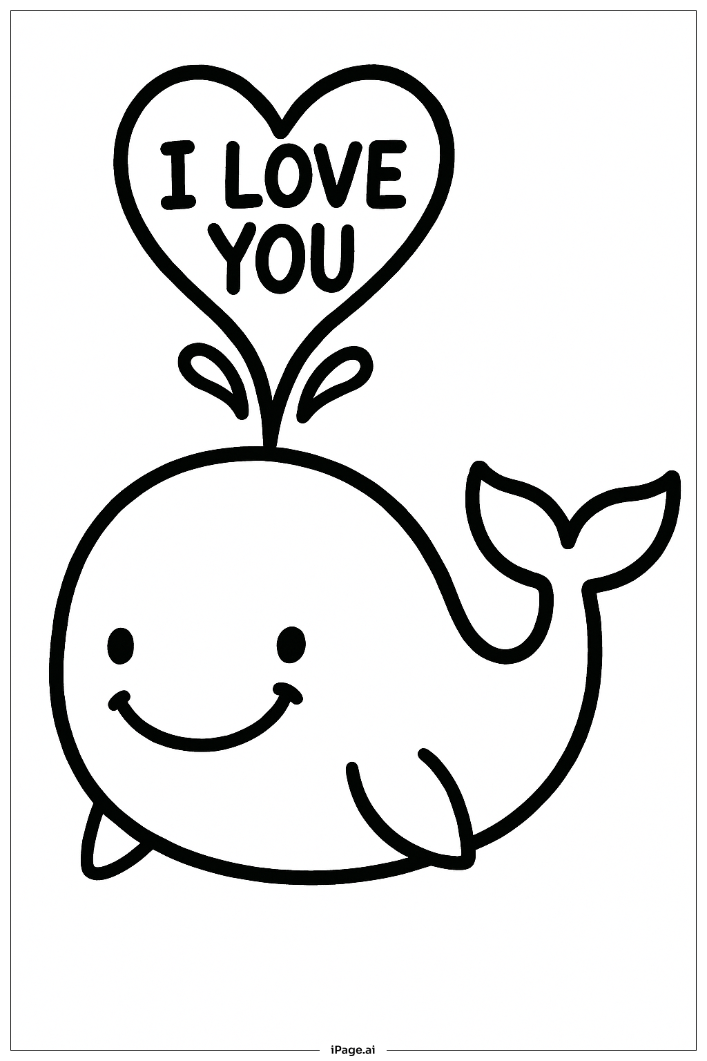  Página para colorear de Te Amo Ballena Amigable 
