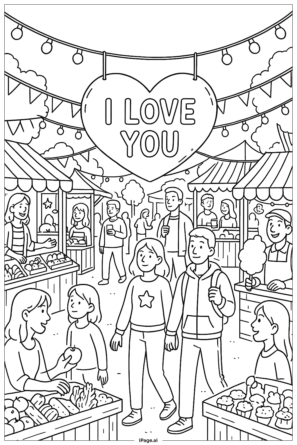  Trang tô màu Lễ hội Chợ Yêu Thương 
