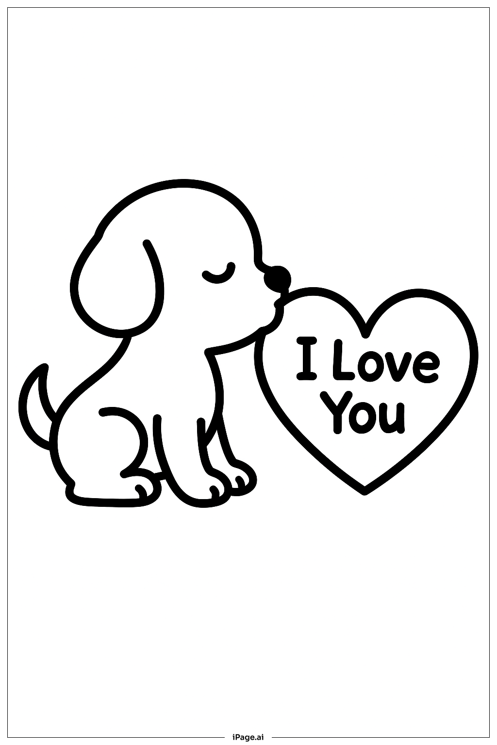  Trang tô màu Em Yêu Cún Con Hôn 