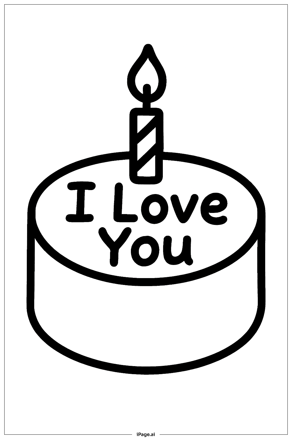  我爱你 简单蛋糕填色页 