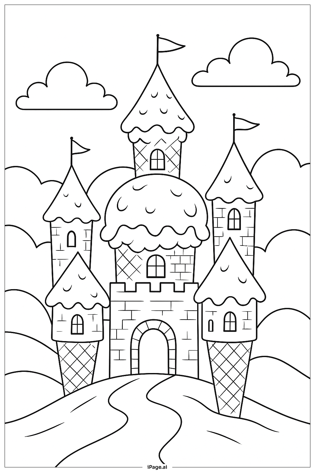  冰淇淋城堡填色页 