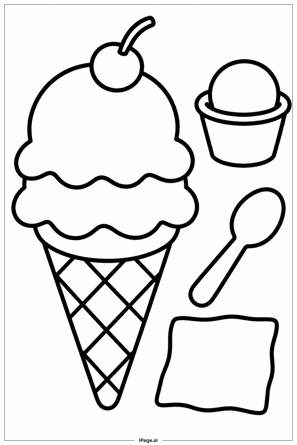  Ice Cream Cone And Cup Coloring Page 