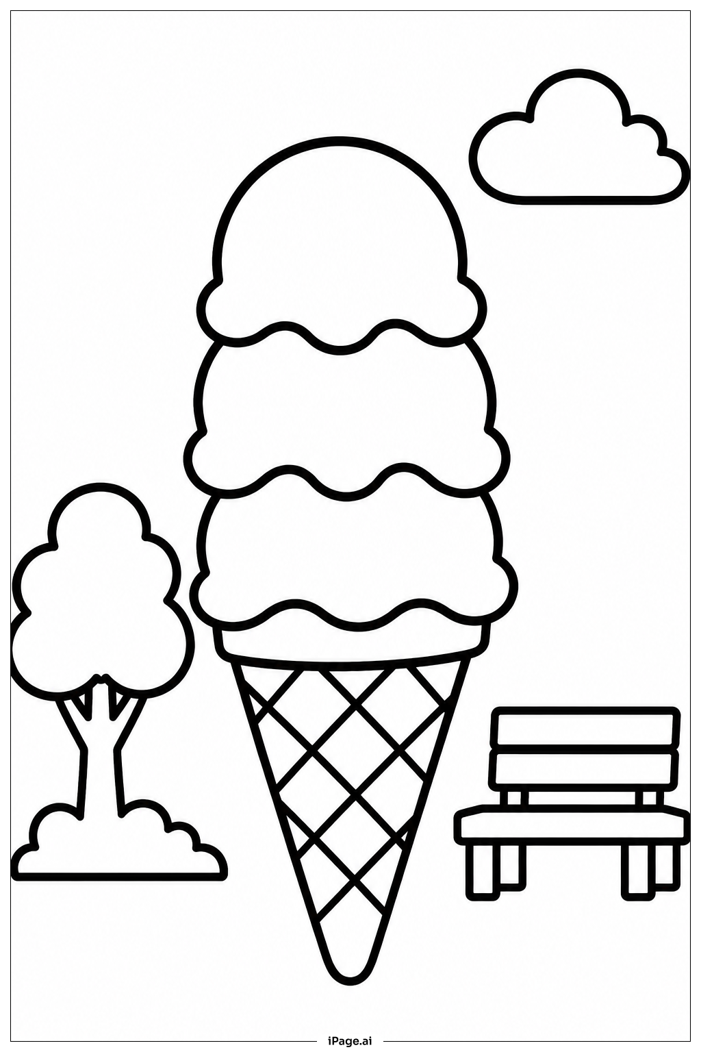  Ice Cream Cone At Park Coloring Page 