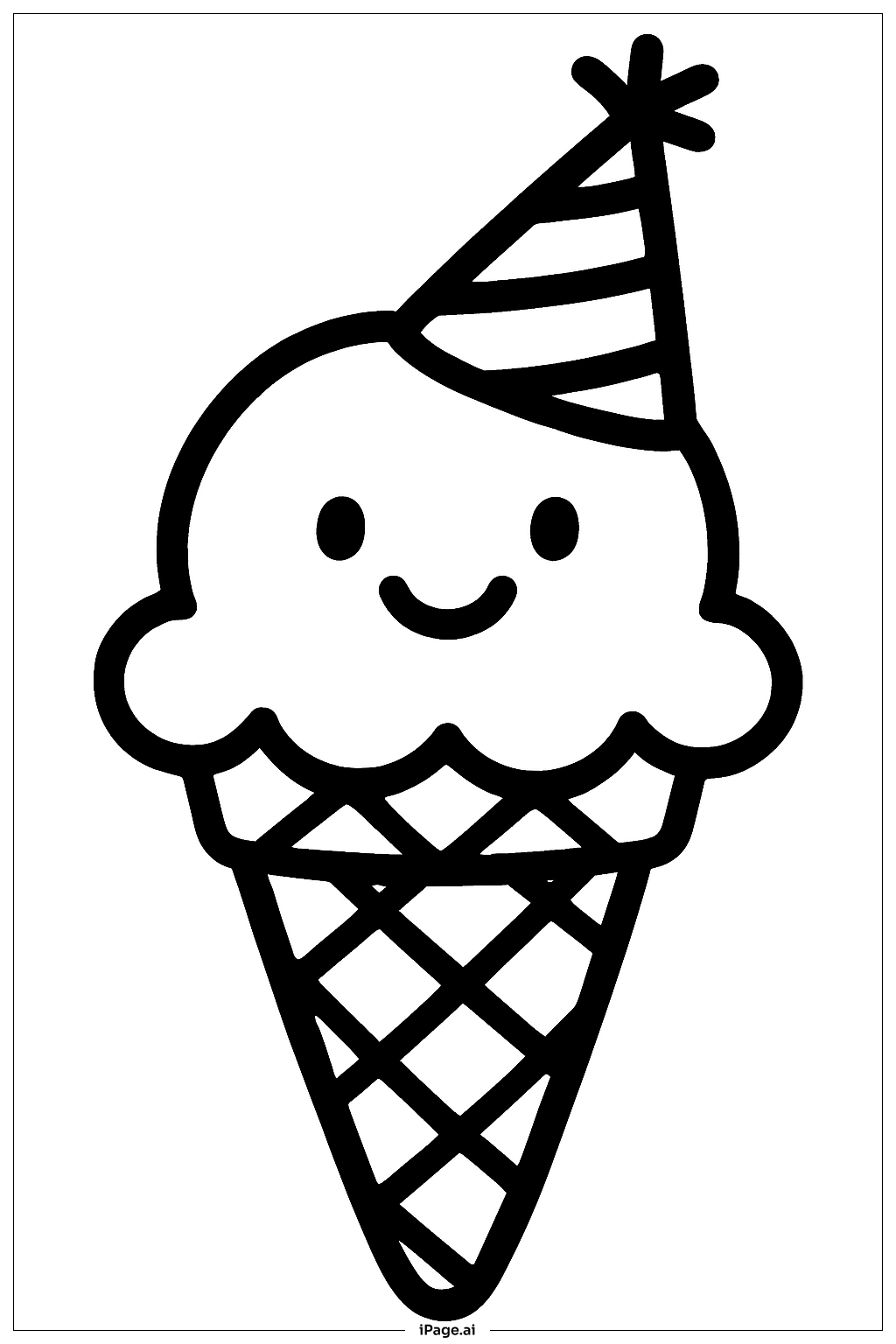  아이스크림 콘 파티 모자 색칠공부 페이지 