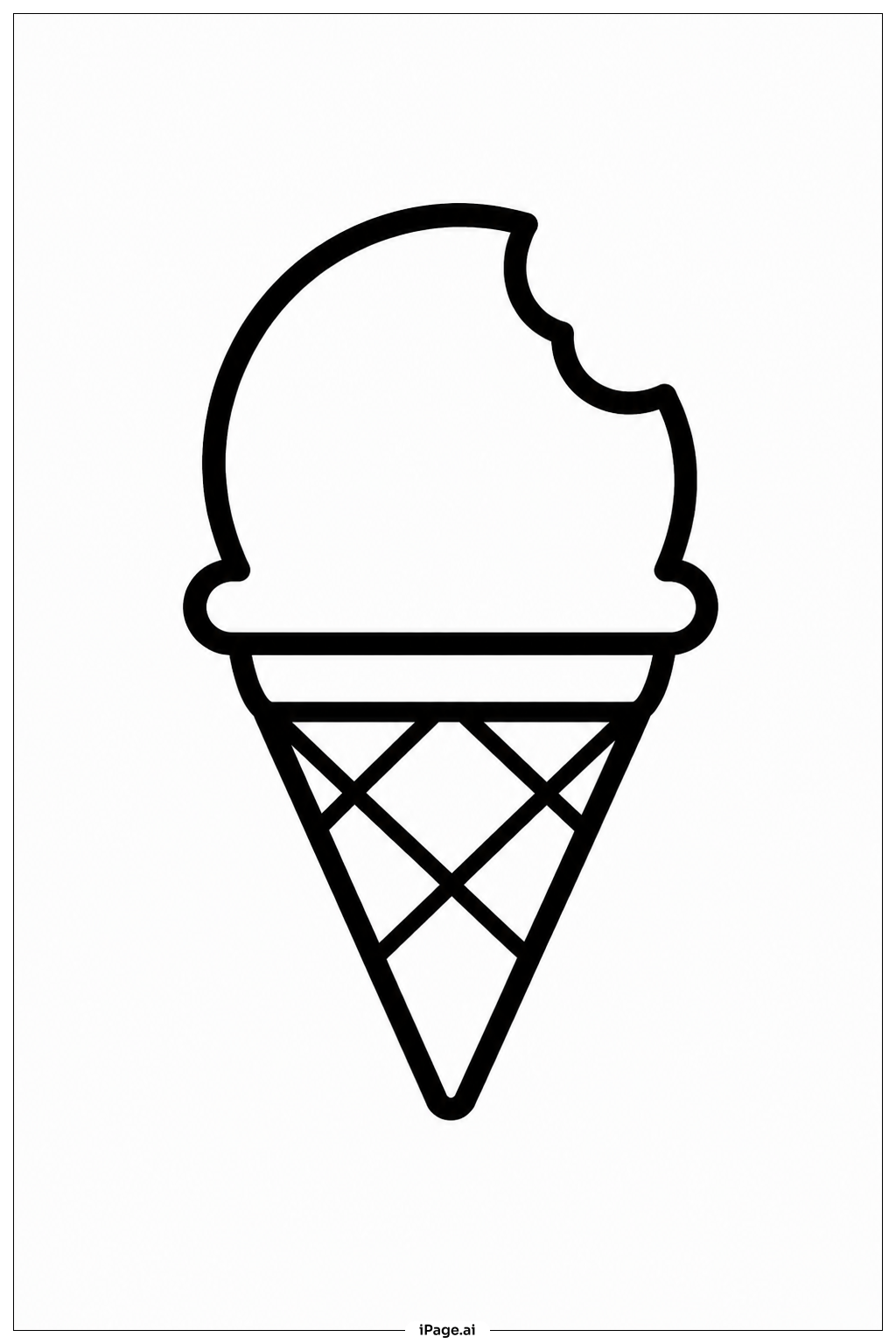  Ice Cream Cone With Bite Coloring Page 