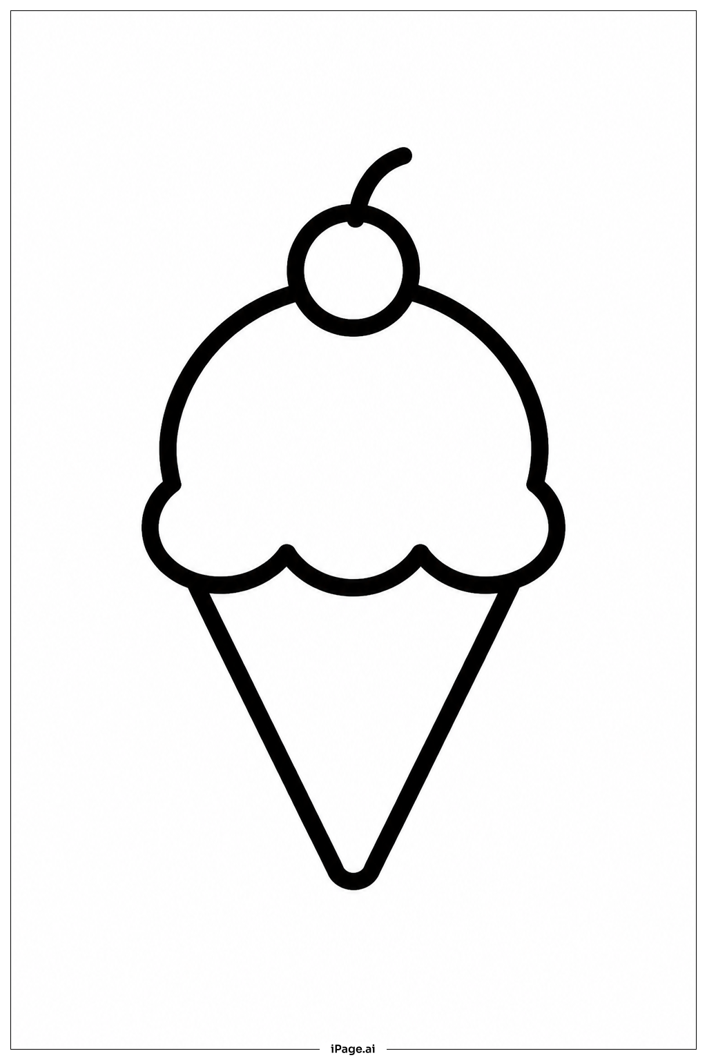  Ice Cream Cone With Cherry Coloring Page 
